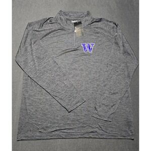 Washington Huskies Sweater Mens 2XL‎ Gray 1/4 Zip Pullover Long Sleeve New NWT